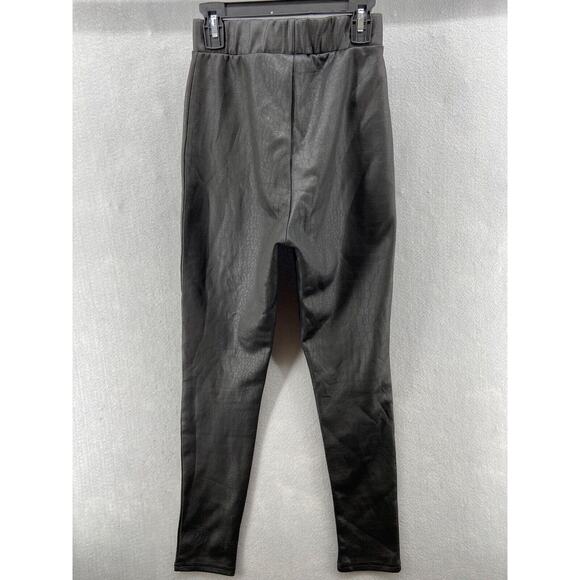 TOPSHOP Leggings Womens Sz 2 Black Faux Snake Stretch High Rise Comfort - Picture 9 of 11